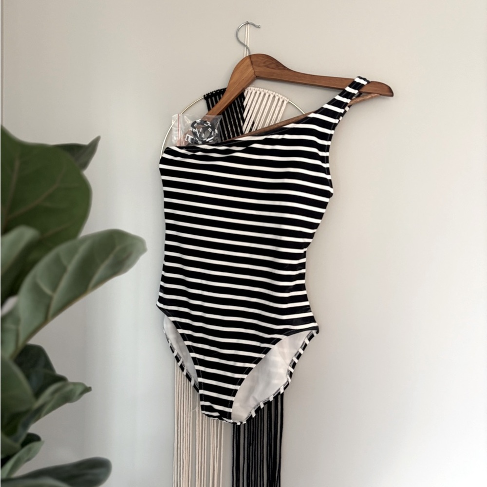 Striped Black and White Women’s One Piece